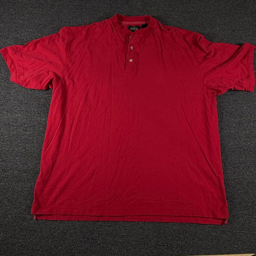RedHead Henley Shirt Mens 2XL Short Sleeve Red Solid Cotton EUC
